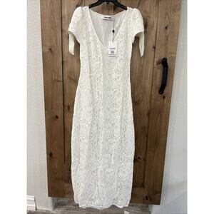 NWT Rumored Dakota Maxi Dress White Lace Small Great For Simple Wedding Dress